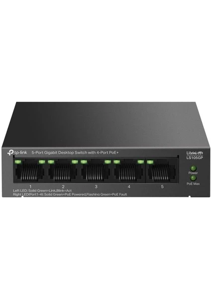Tp link Ls105GP 5 Port Gigabit Desktop Switch with 4 Port POE 1.webp